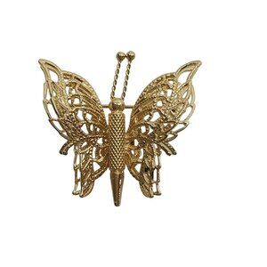 Monet Gold-Tone Filigree Butterfly Brooch Pin Elegant Detailing